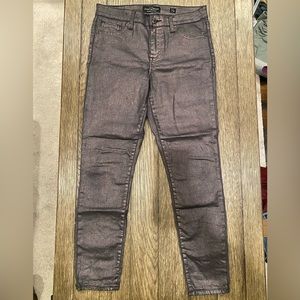 Lucky Brand Ava Mid Rise Skinny Black Metallic Ankle Jeans Size 6/28